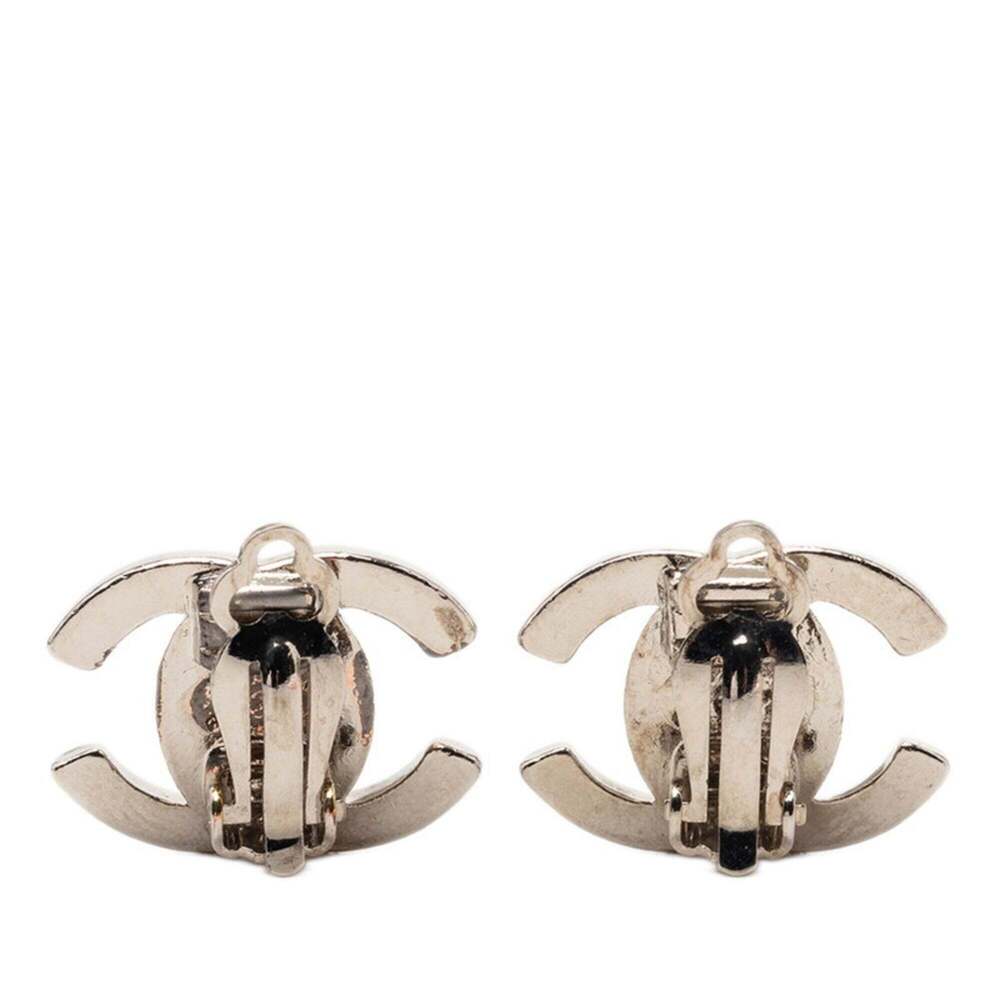 CHANEL Authentic Silver Logo Earrings - Picture 2 of 3